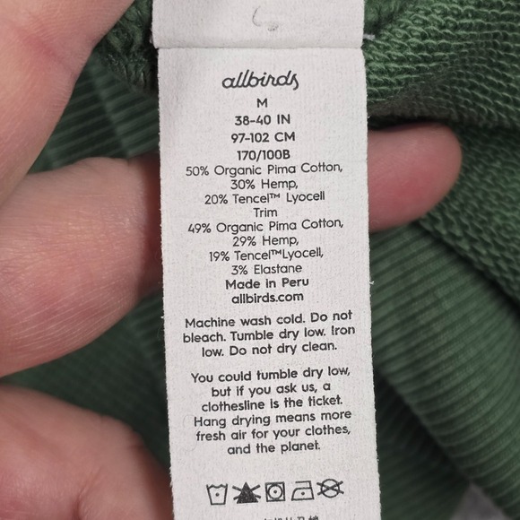 Allbirds Sweater Women Medium Green R&R Sweatshirt Pima Cotton Athleisure Lounge - Picture 5 of 9